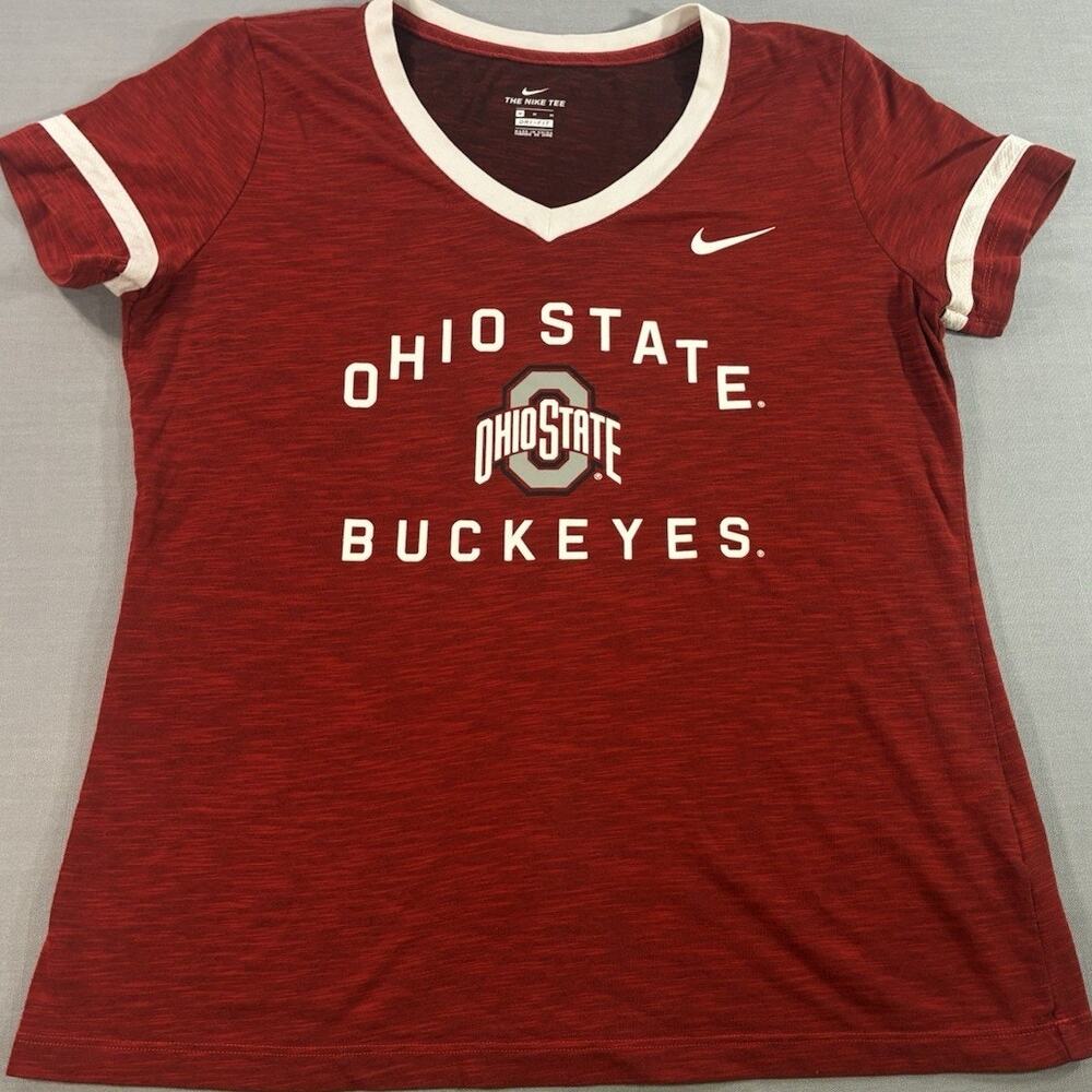 Nike Ohio State Buckeyes Dri-FIT V-Neck T-Shirt Women's Medium Red Tee